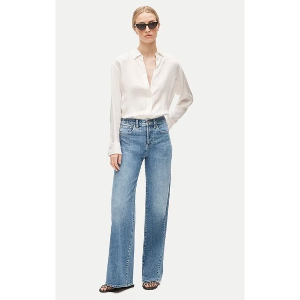 J. Crew Full-length Slim-Wide Jean Women 28 Blue High-Rise 1996 Semi-Stretch